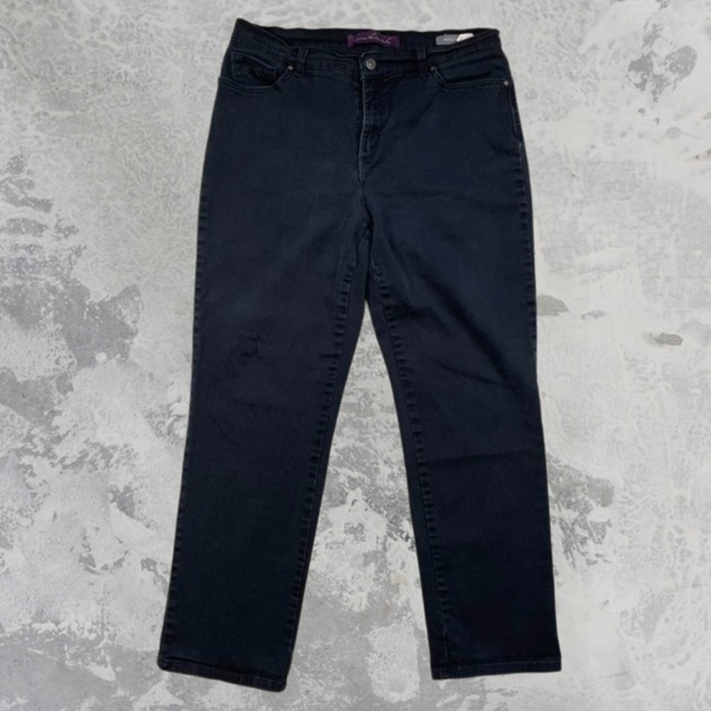 Gloria Vanderbilt Amanda High Rise Tapered Jeans Black Womens 12‎ Short Stretch